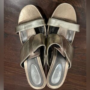 Gold wedge sandals
